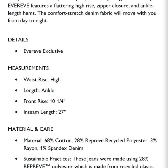 Evereve The Ever Straight High Rise Composed Wash Jeans Size 26 - Picture 11 of 11